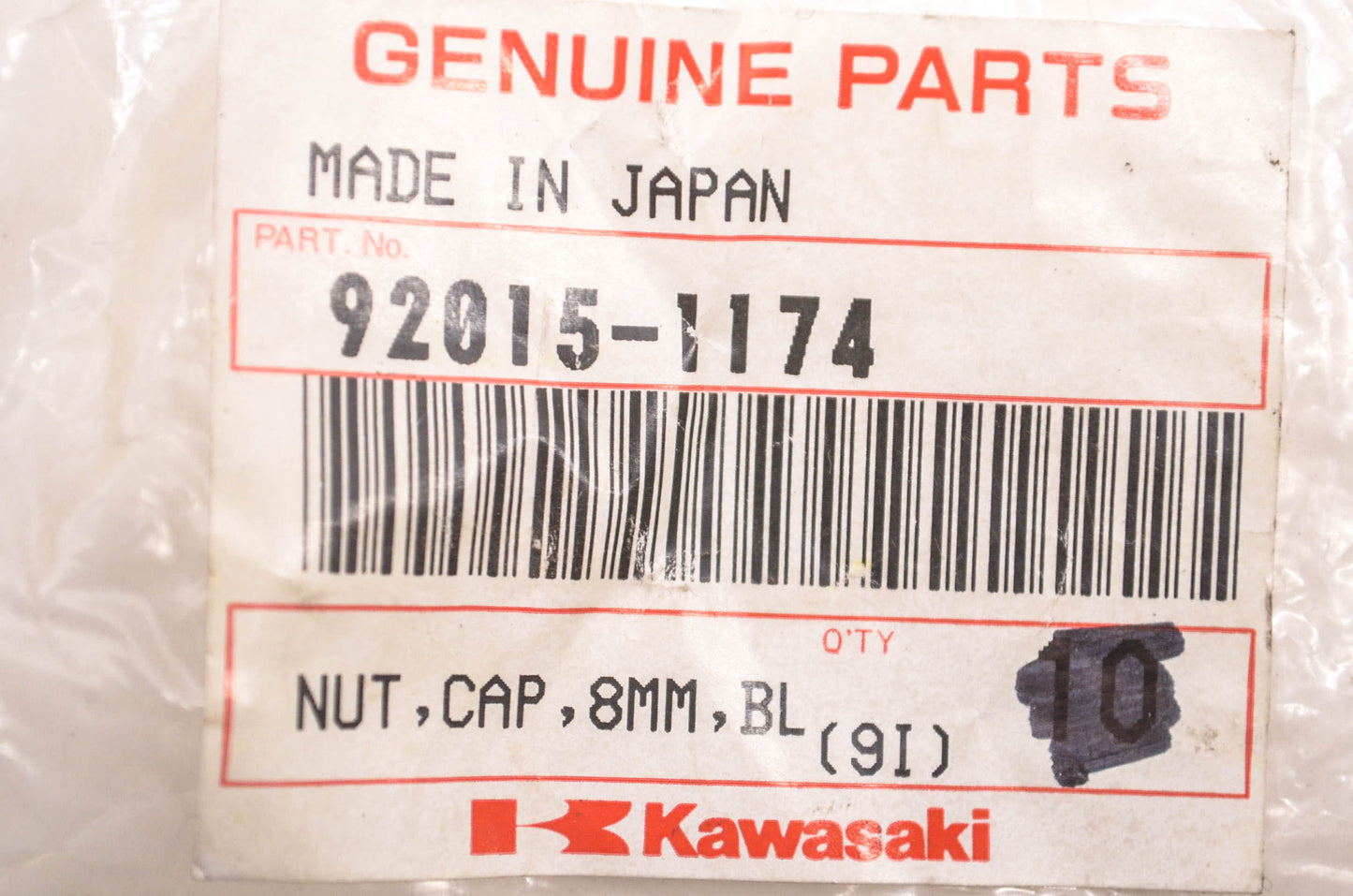 New OEM Kawasaki 92015-1174 Nut Cap 8mm NOS
