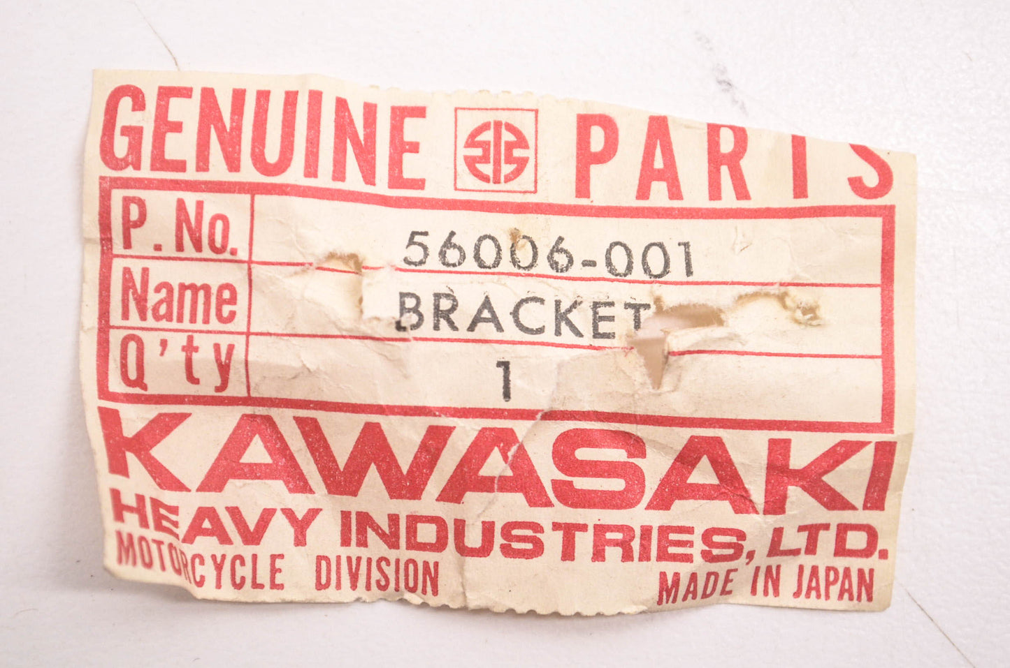 New OEM Kawasaki 56006-001 Bracket NOS