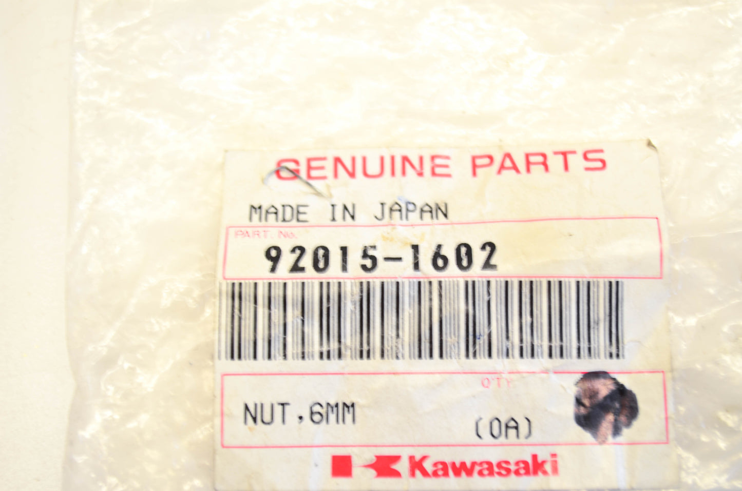 New OEM Kawasaki 92015-1602 Nut NOS