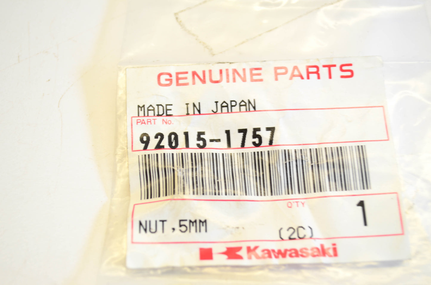 New OEM Kawasaki 92015-1757 Rubber Well Nut NOS