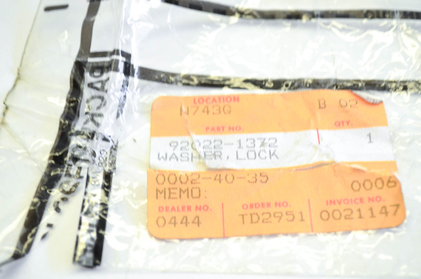 New OEM Kawasaki 92022-1372 Lock Washer NOS