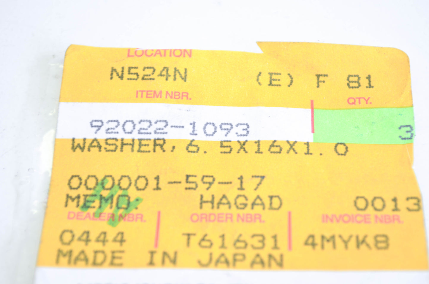 New OEM Kawasaki 92022-1093 Washer Qty 4 NOS