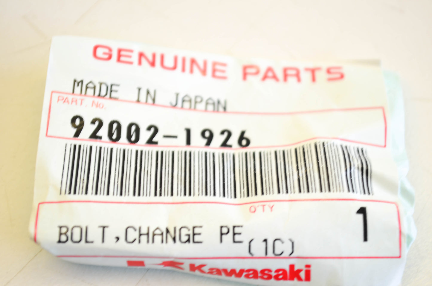 New OEM Kawasaki 92002-1926 Change Pedal Bolt NOS
