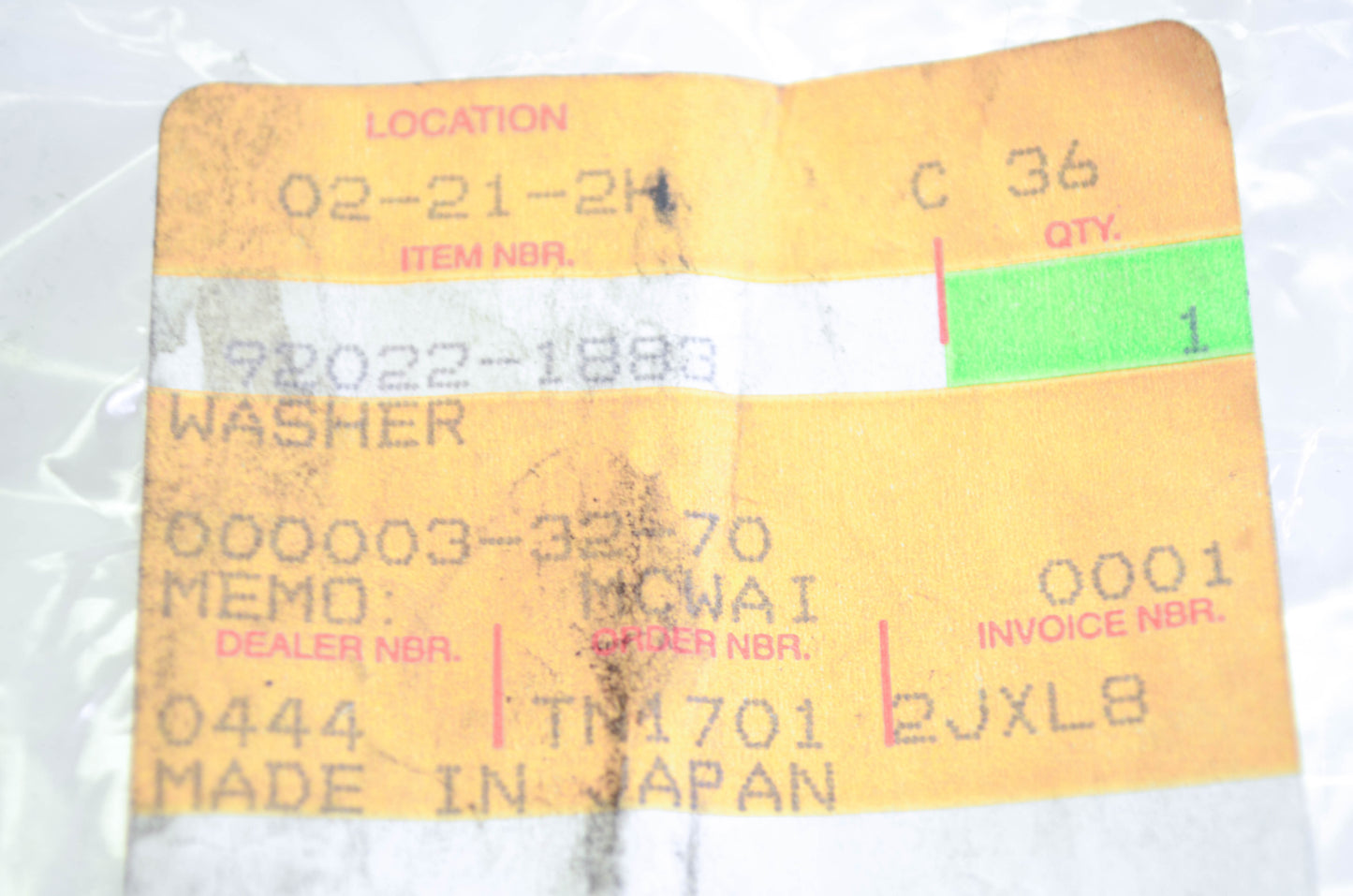 New OEM Kawasaki 92022-1883 Washer NOS