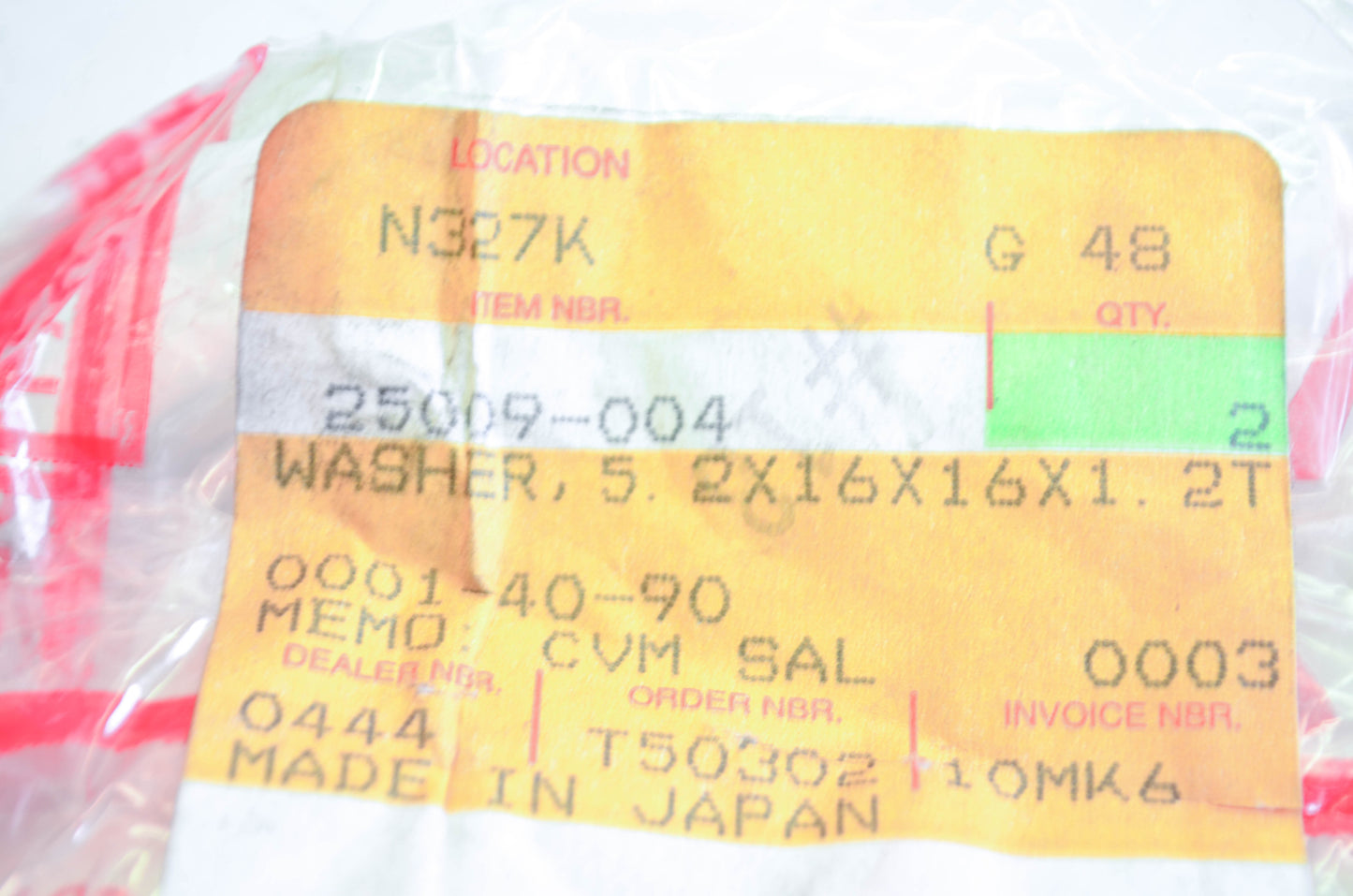 New OEM Kawasaki 25009-004 Washer NOS