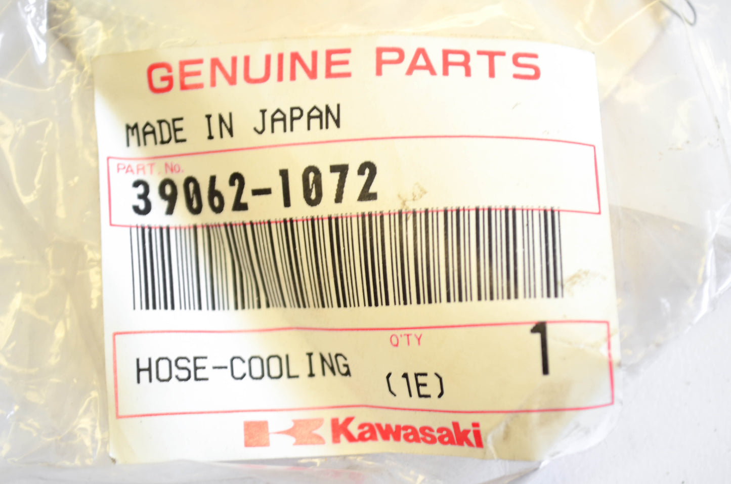 New OEM Kawasaki 39062-1072 Cooling Hose NOS
