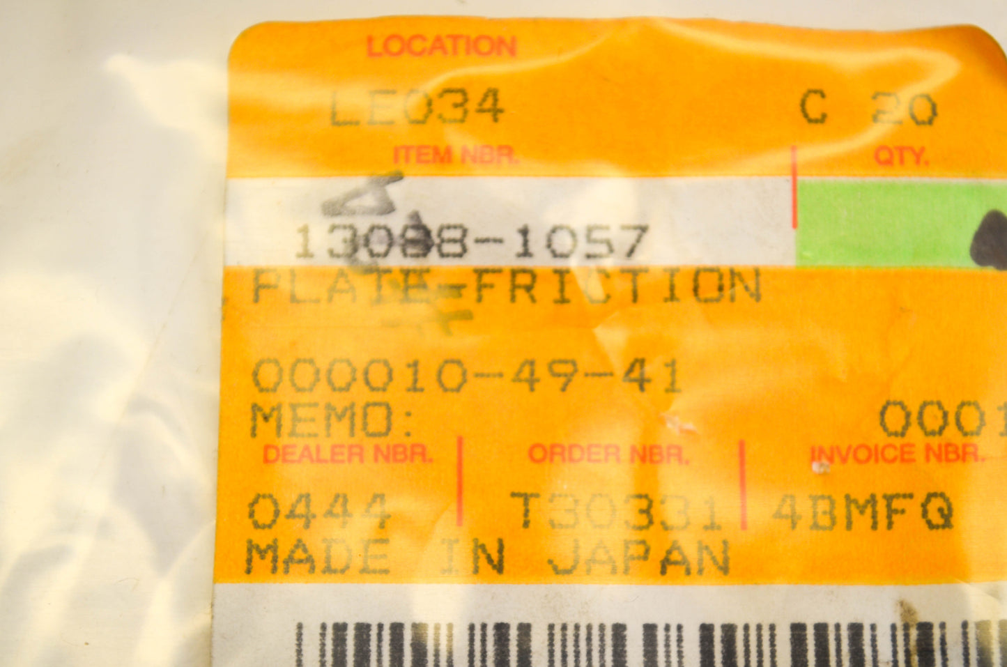 New OEM Kawasaki 13088-1057 Friction Plate NOS