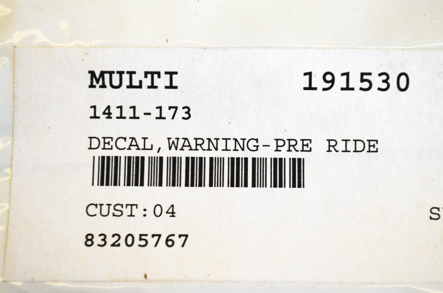 New OEM Arctic Cat 1411-173 Pre Ride Warning Decal NOS