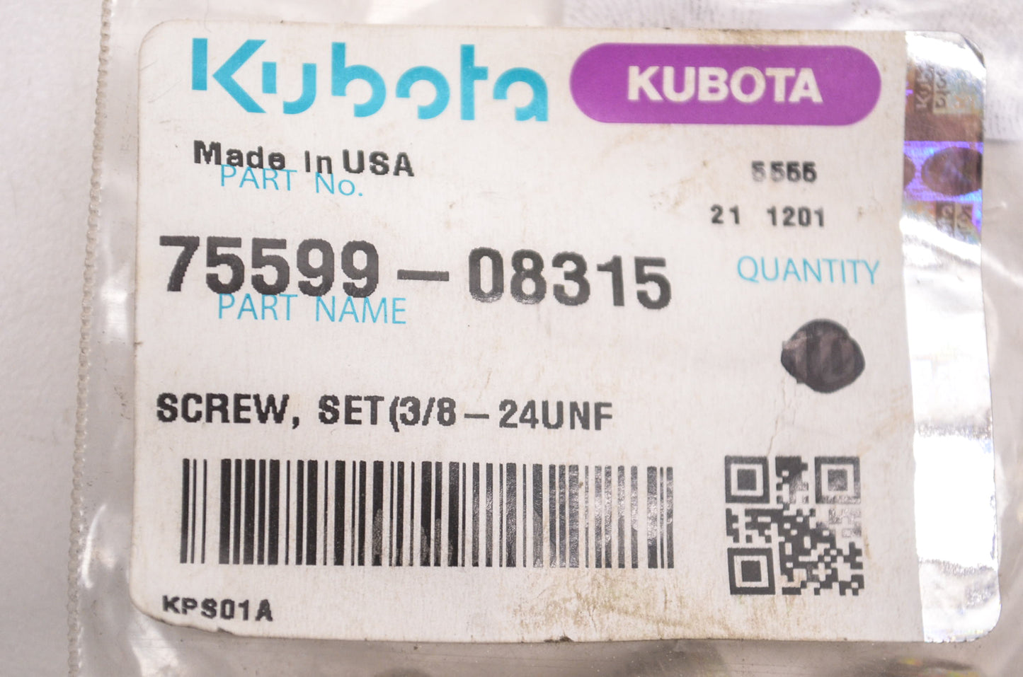Kubota 75599-08315 Set Screw NOS