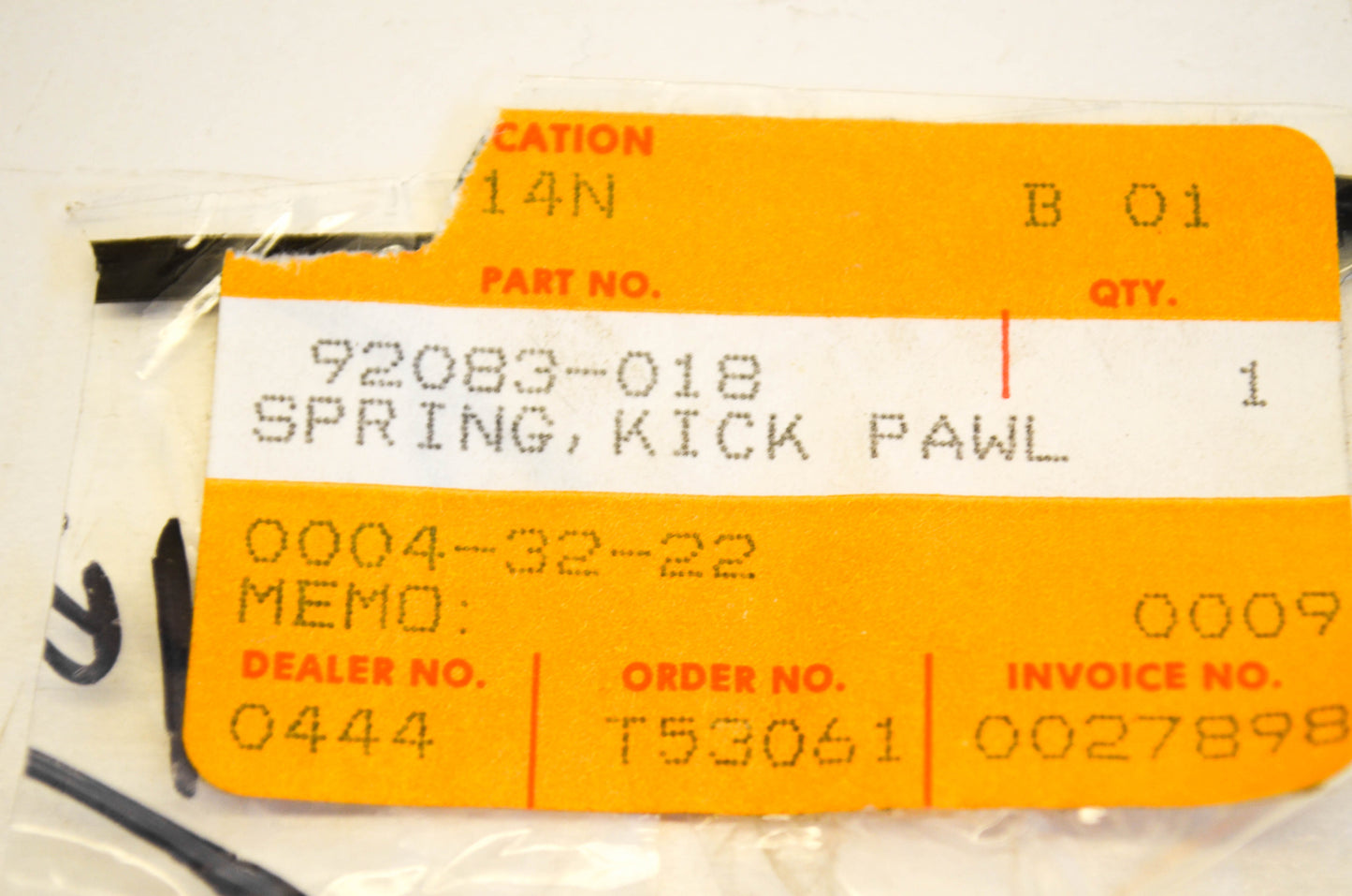 New OEM Kawasaki 92083-018 Kick Pawl Spring NOS
