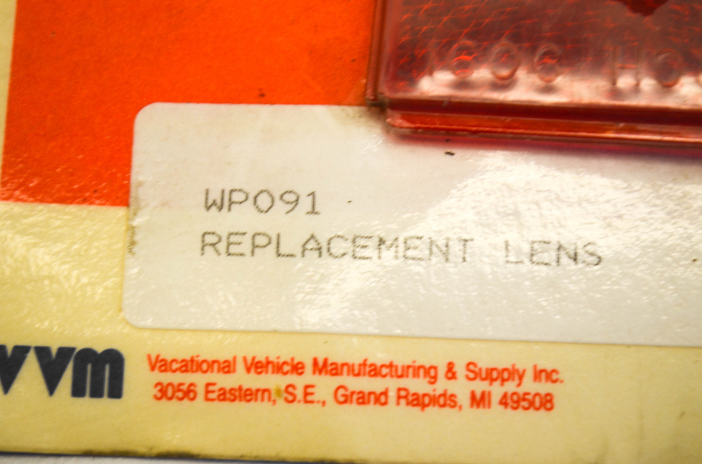 VVM WP091 Tail Light Side Lens NOS