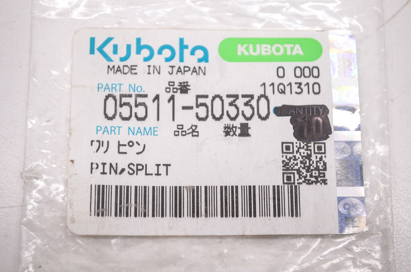 Kubota 05511-50330 Split Pin Qty 2 NOS