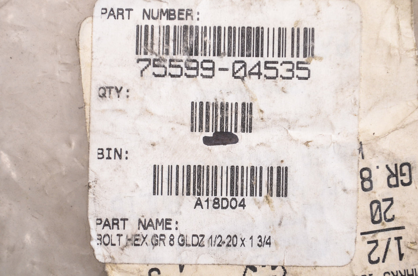 Kubota 75599-04535 Hex Bolt NOS