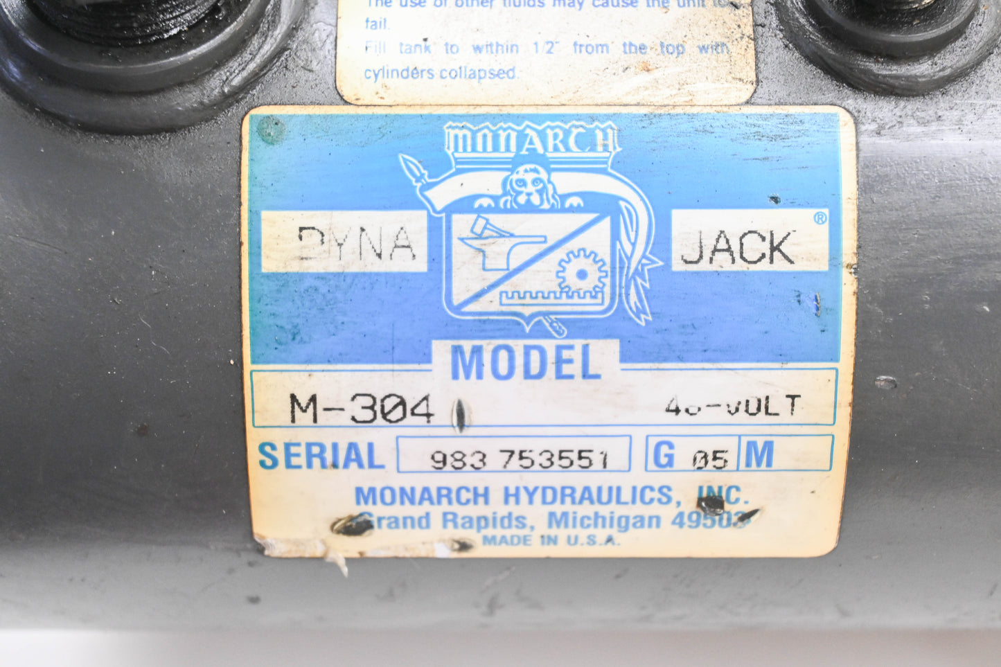Monarch M-304, 0520001098 Dyna Jack Hydraulic Power Unit Pump