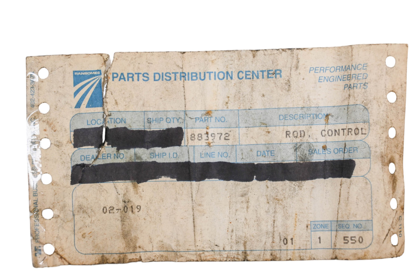 Ransomes 883972 Control Rod NOS