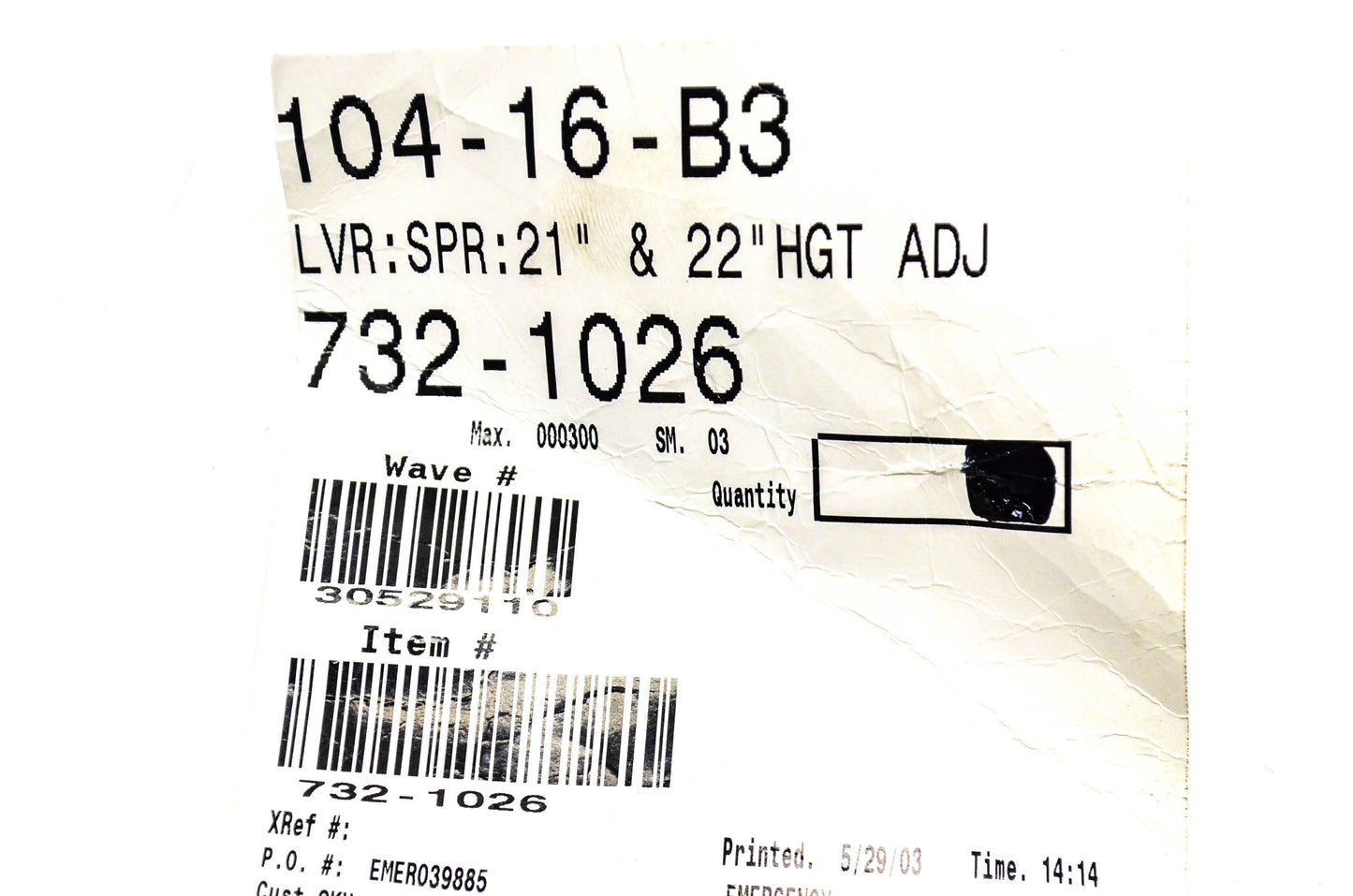 MTD 732-1026 Spring Lever NOS