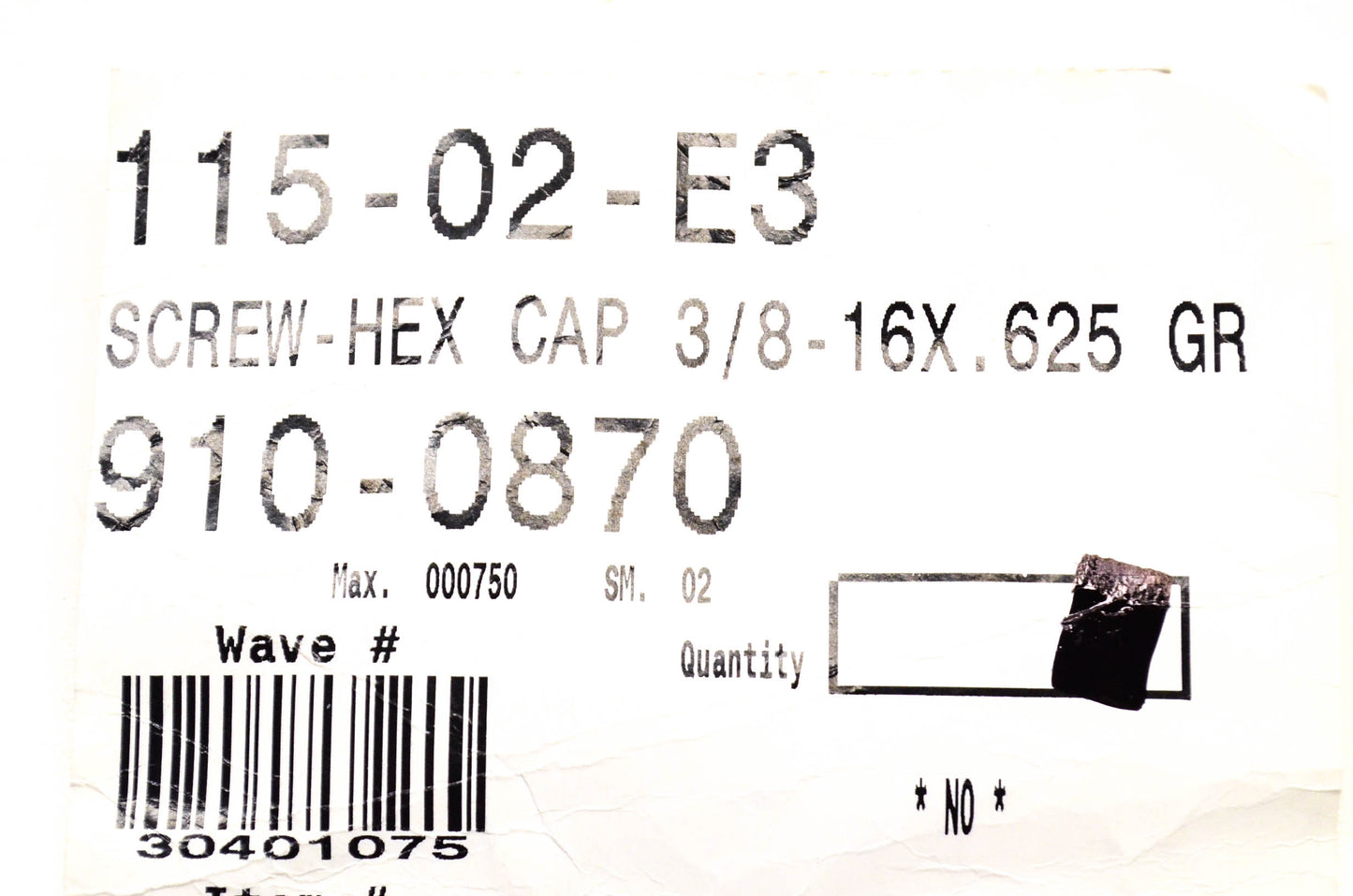 MTD 910-0870 Hex Screw 3/8 Inch NOS