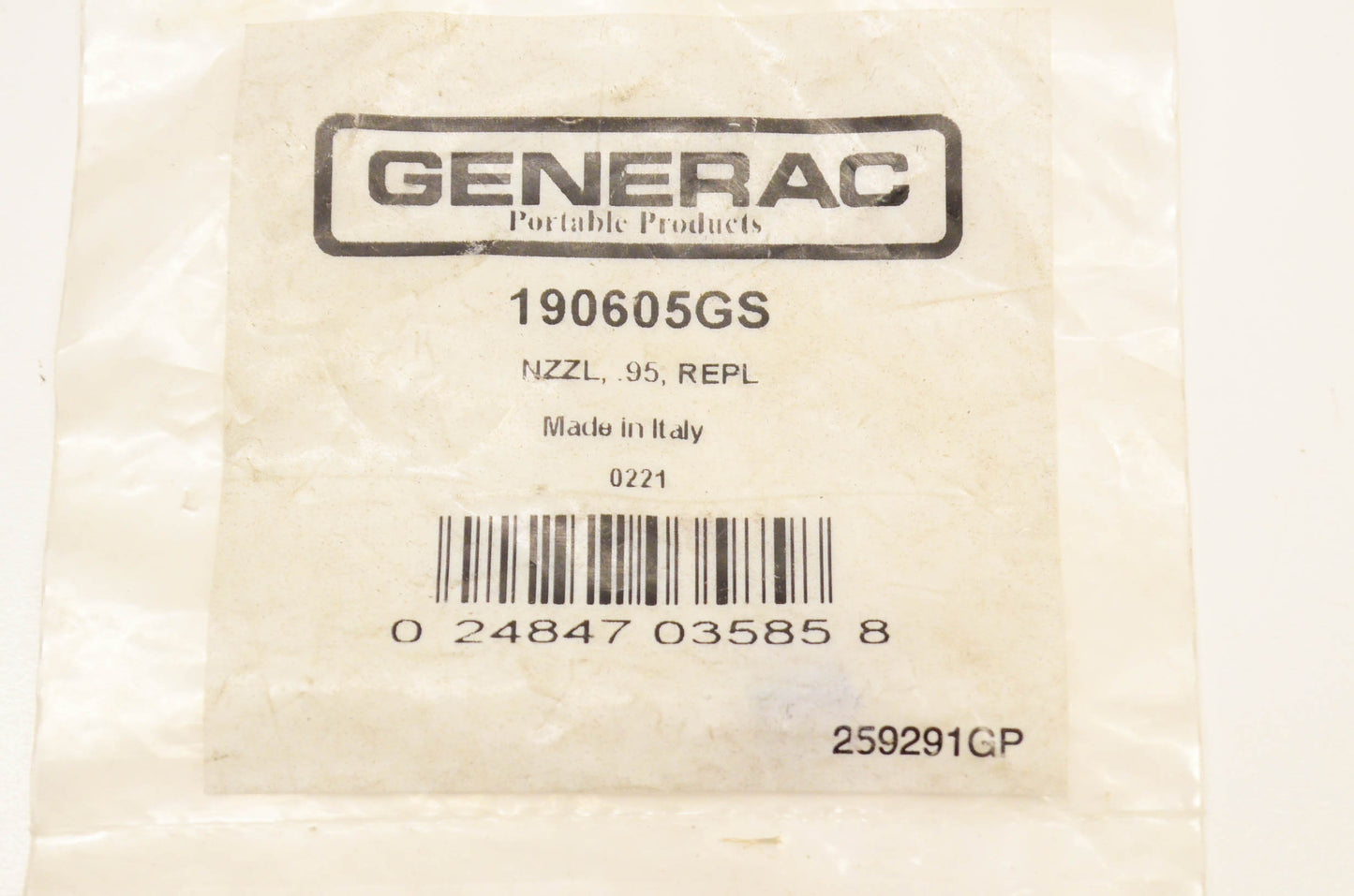 Generac 190605GS Nozzle Insert NOS