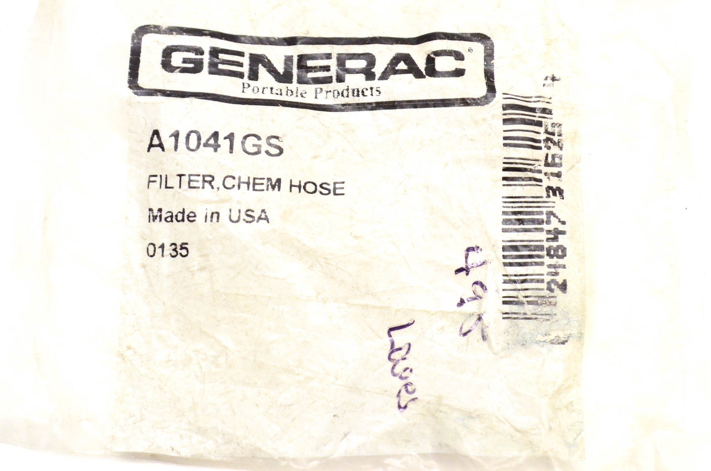 Generac A1041GS Chemical Hose Filter NOS