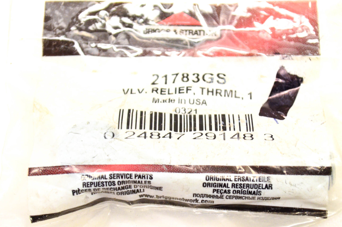 New OEM Briggs & Stratton 21783GS, 208673GS Thermal Relief Valve Kit NOS