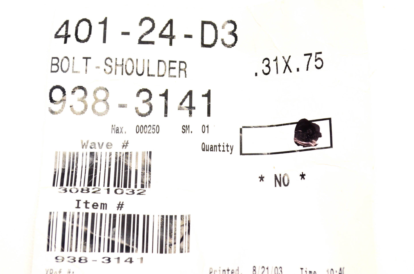 MTD 938-3141 Shoulder Bolt NOS