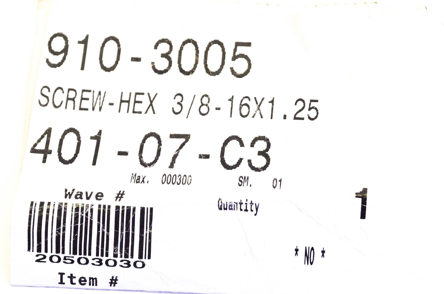 MTD 910-3005 Hex Screw NOS