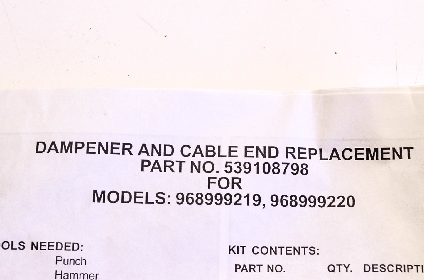 New OEM Husqvarna 539108798, 539109337, 108798 Dampener&Cable End Replacement Kit NOS