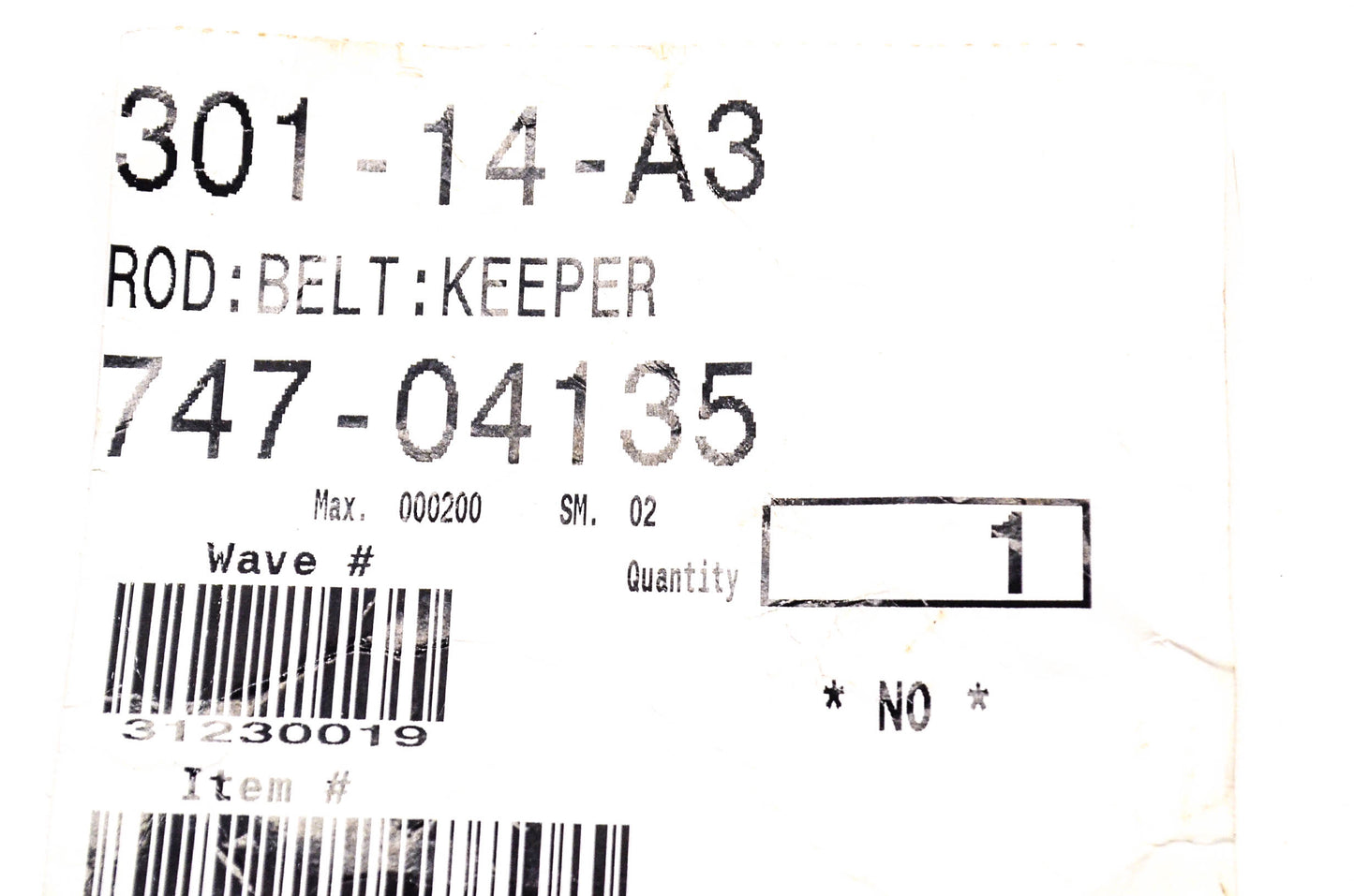 MTD 747-04135 Belt Keeper Rod NOS