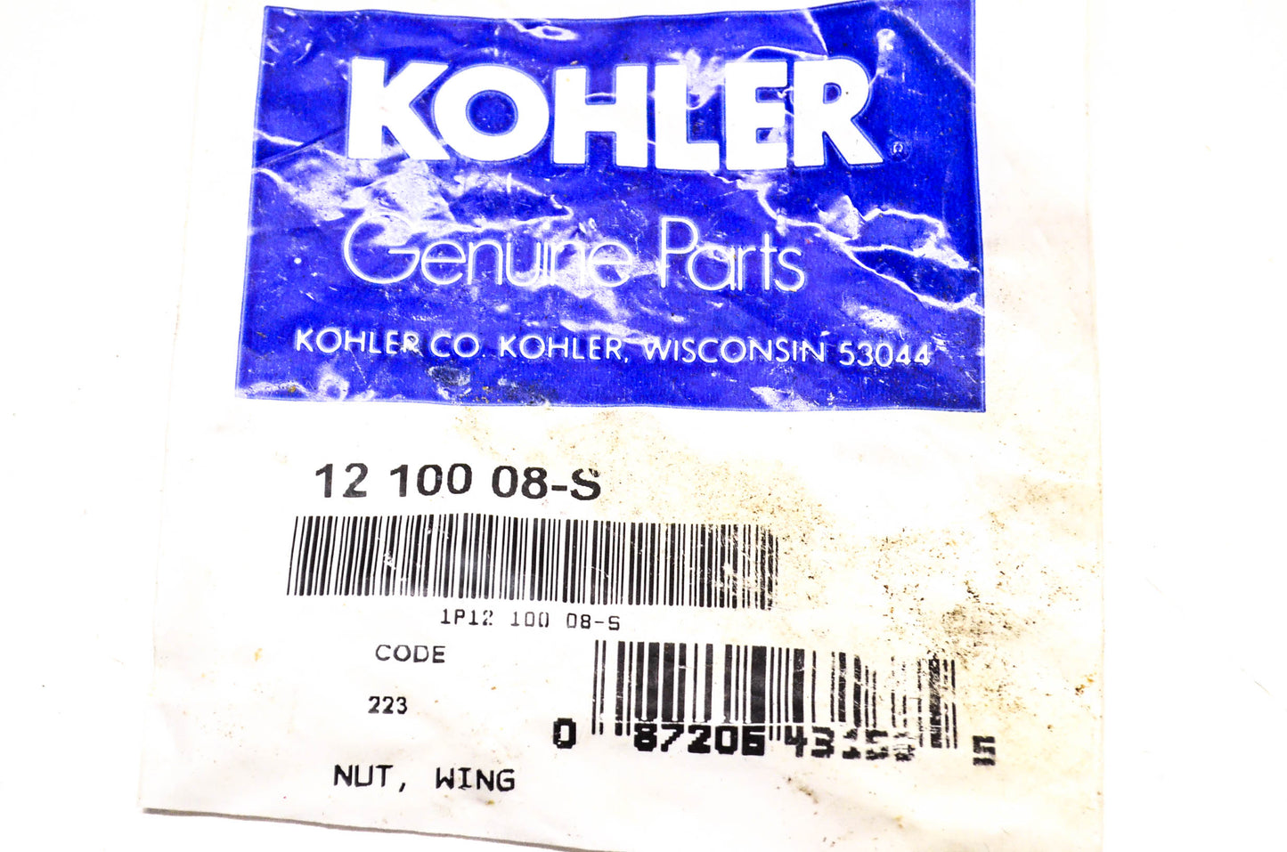 Kohler 12 100 08-S, 1210008S Wing Nut NOS