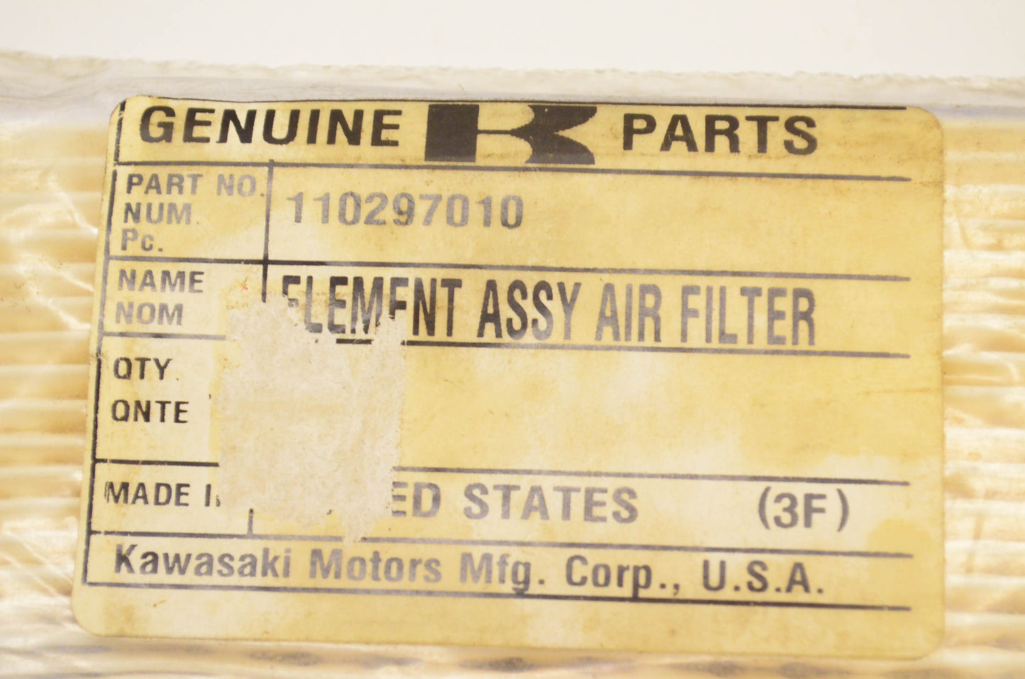 New OEM Kawasaki 110297010 Air Filter NOS