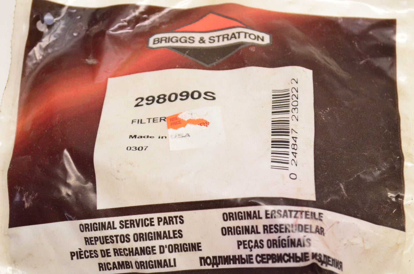 New OEM Briggs & Stratton 298090S Fuel Filter NOS