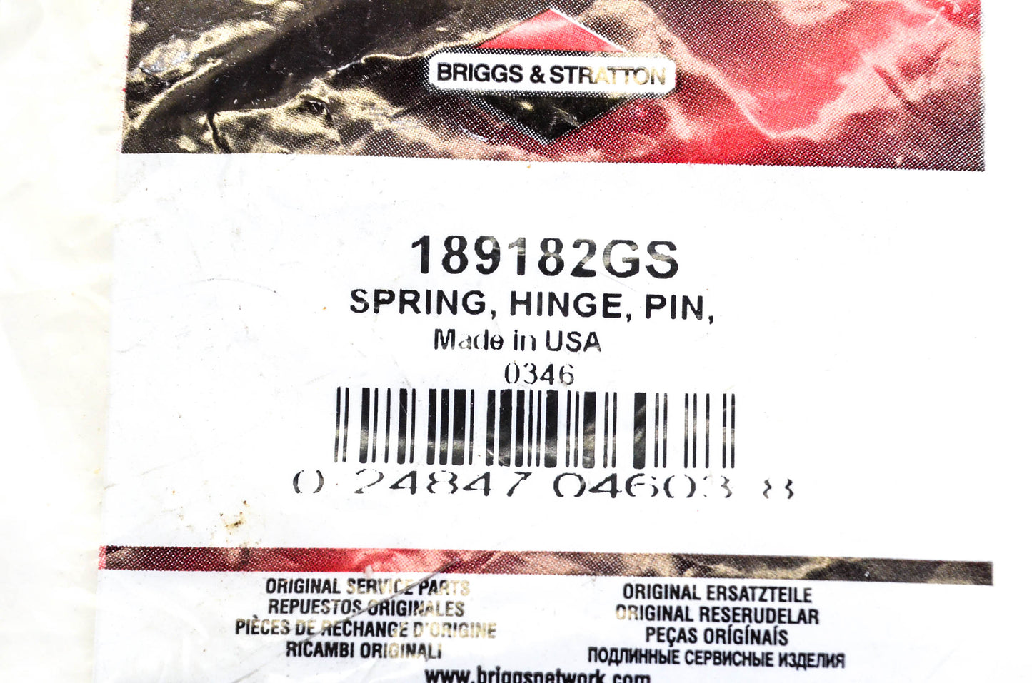 New OEM Briggs & Stratton 189182GS Hinge Pin Spring NOS
