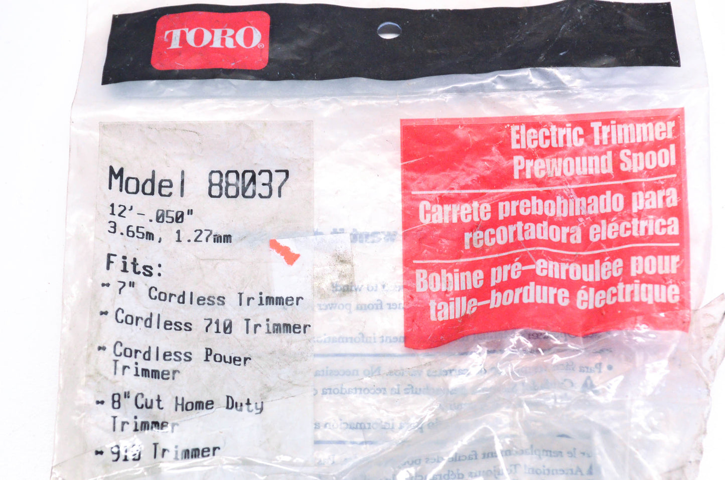 Toro 88037, 3336-765 Electric Trimmer Pre Wound Spool NOS