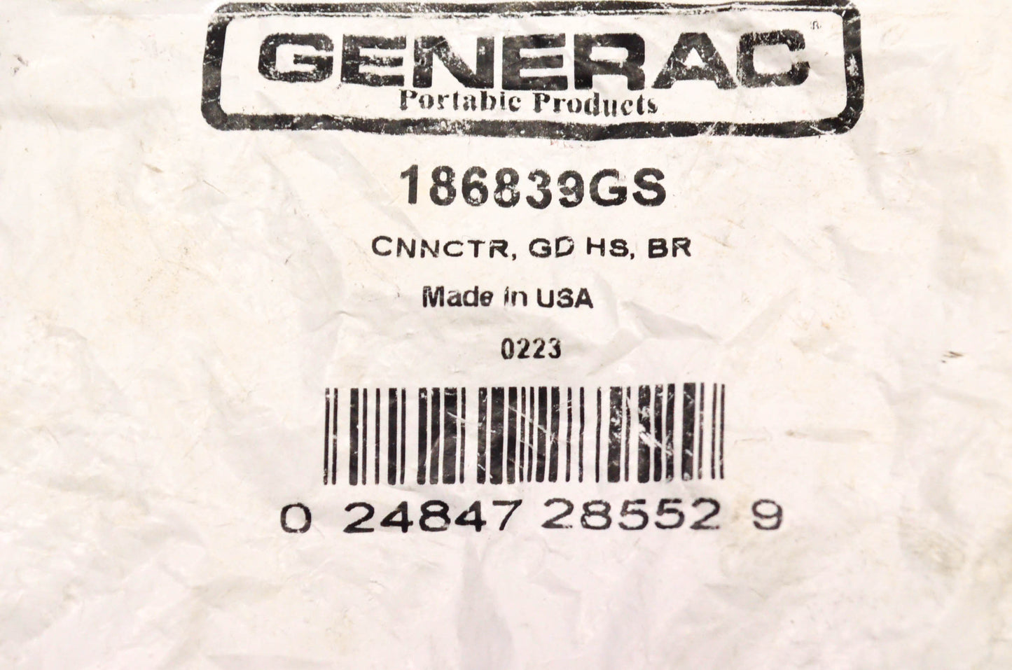 Generac 186839GS Garden Hose Connector Brass NOS