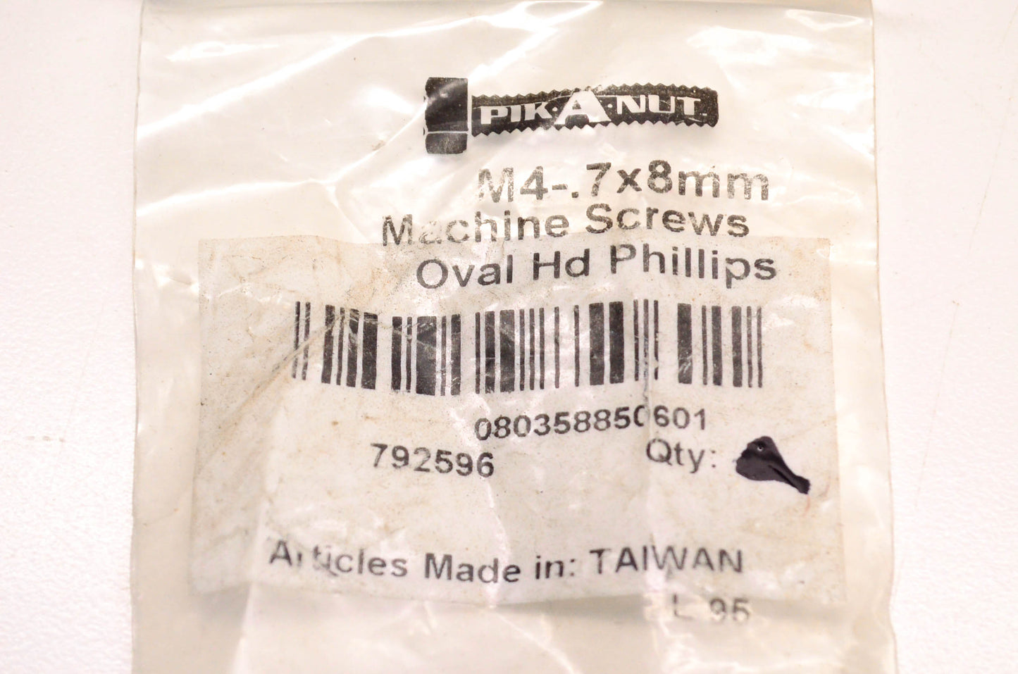 Dorman 792596, 080358850601 Oval Head Phillips M4-.7x8mm Screw NOS