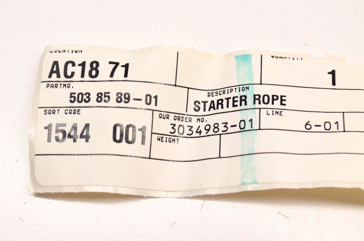 New OEM Husqvarna 503858901, 503 85 89-01 Starter Rope NOS