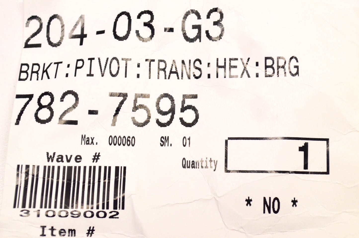 MTD 782-7595 Transmission Pivot Bracket NOS