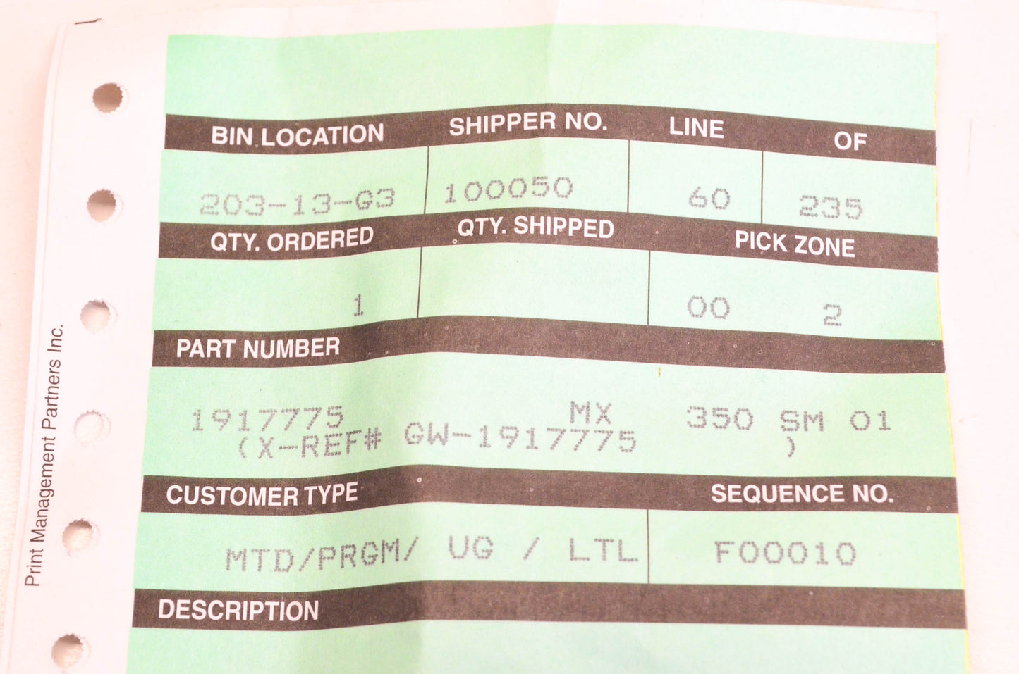 MTD 1917775 Flat Washer NOS