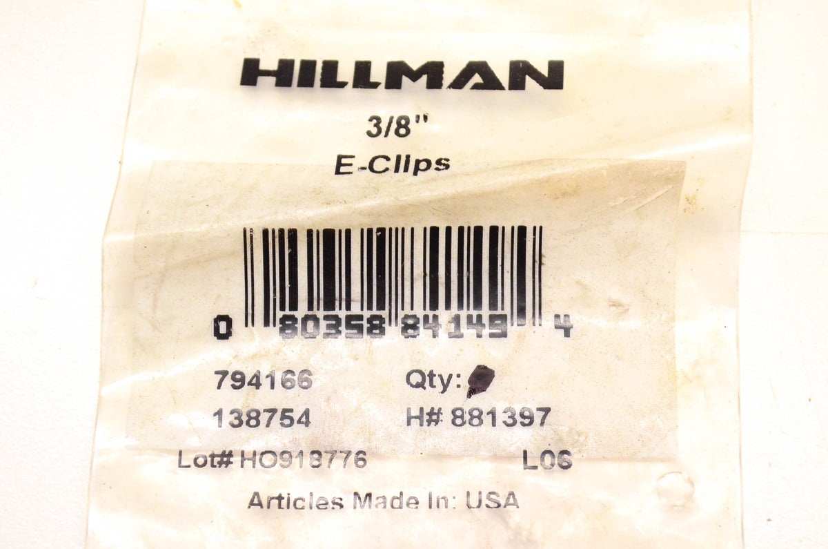 Hillman 794166, 138754, 881397 E-Clip 3/8 Inch NOS
