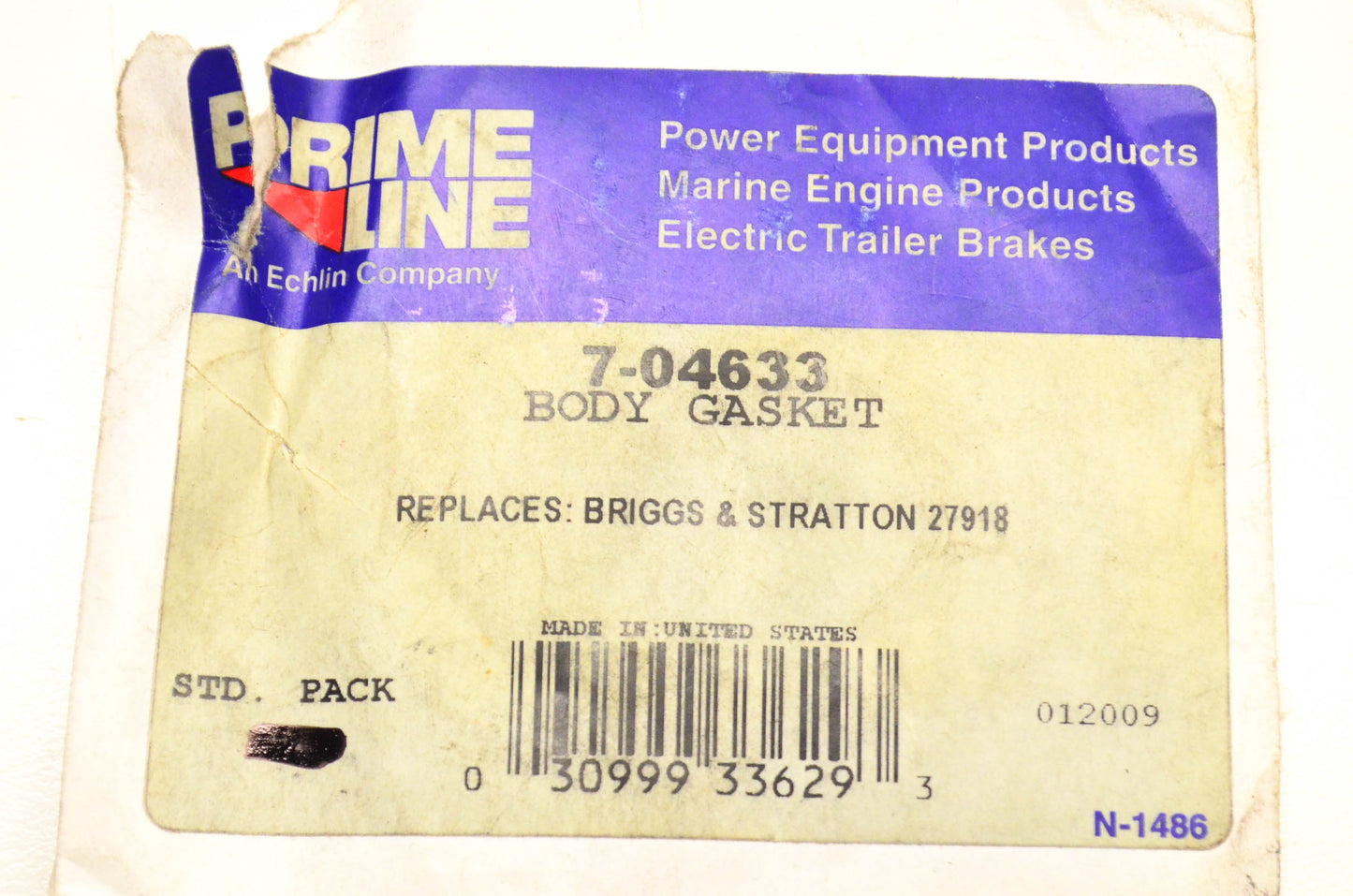 Prime Line 7-04633, 27918 Body Gasket NOS