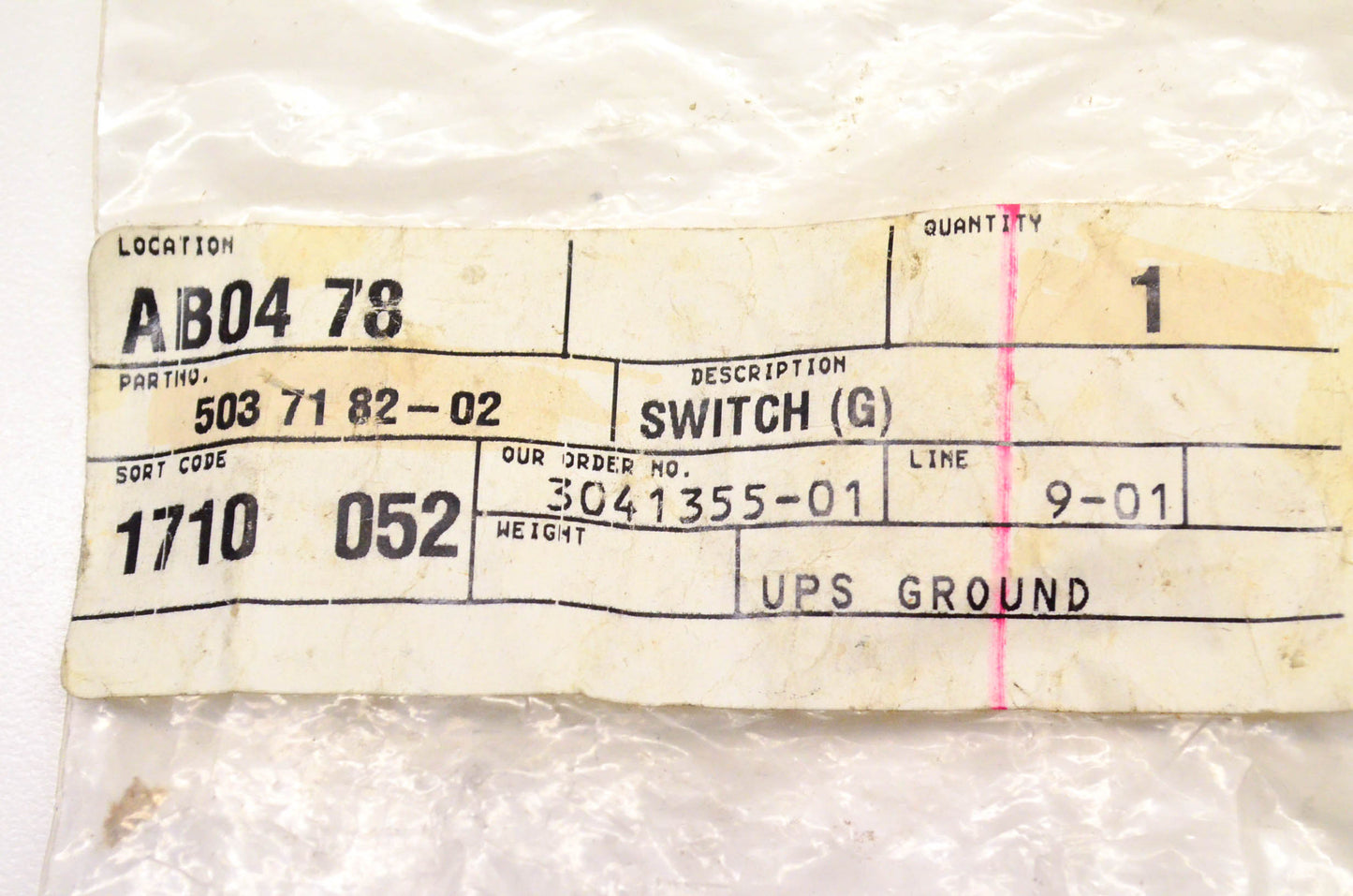 New OEM Husqvarna 503718202, 503 71 82-02 Switch (G) NOS