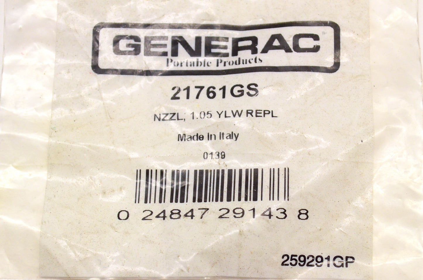Generac 21761GS Nozzle 1.05 NOS