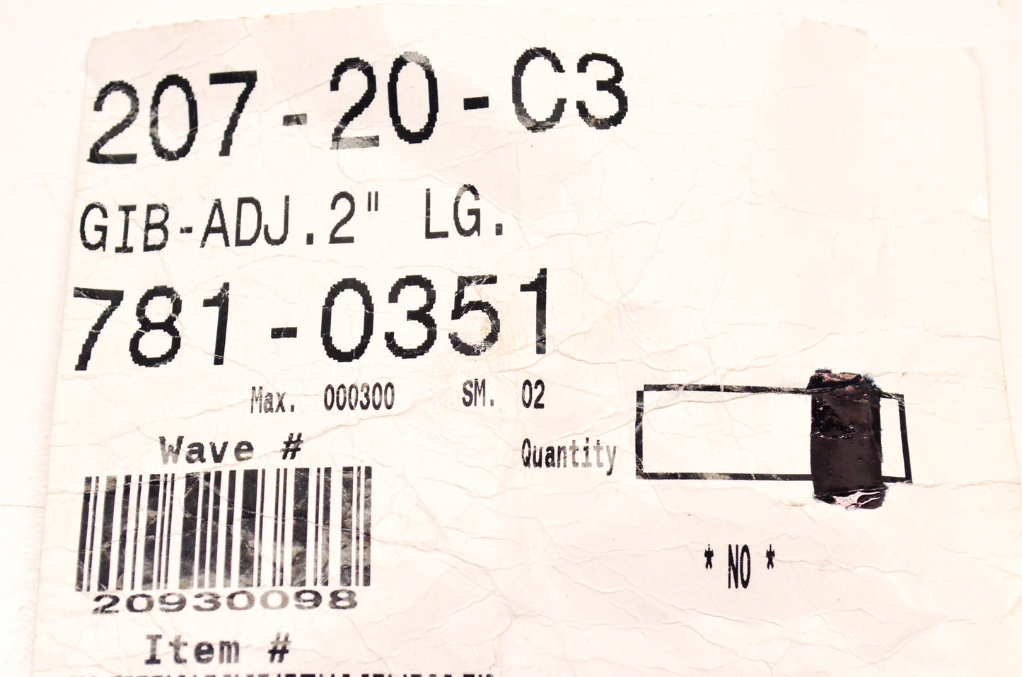MTD 781-0351 Wood Splitter Gib 2 Inch NOS