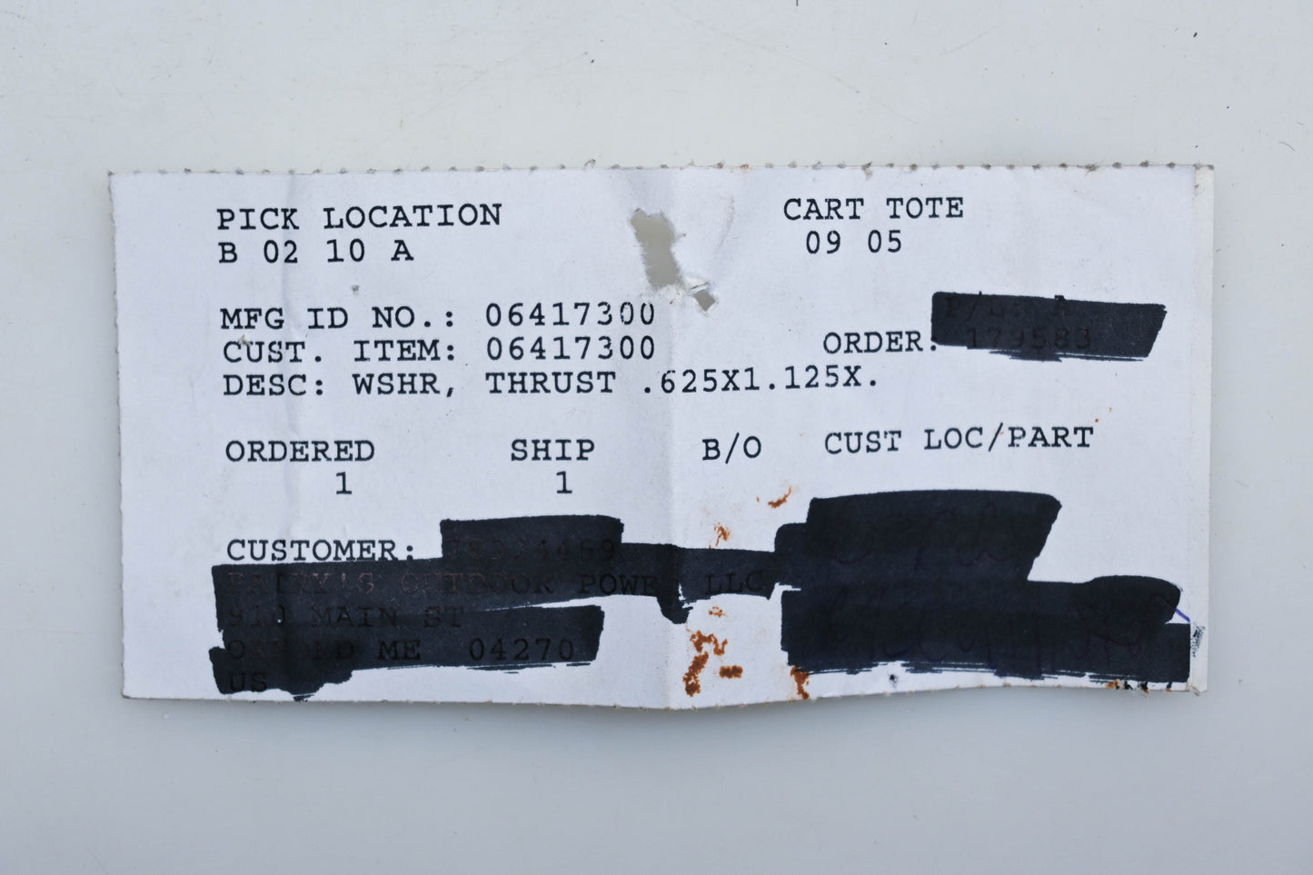 Ariens 06417300 Thrust Washer NOS