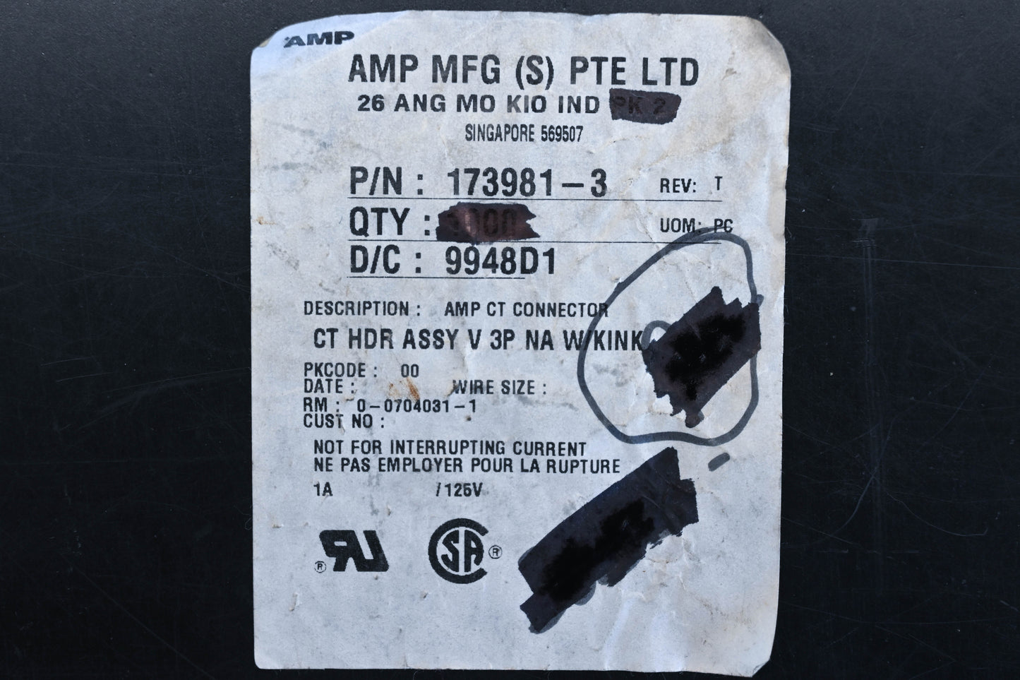 Amp 173981-3 CT Connectors Qty 200 NOS