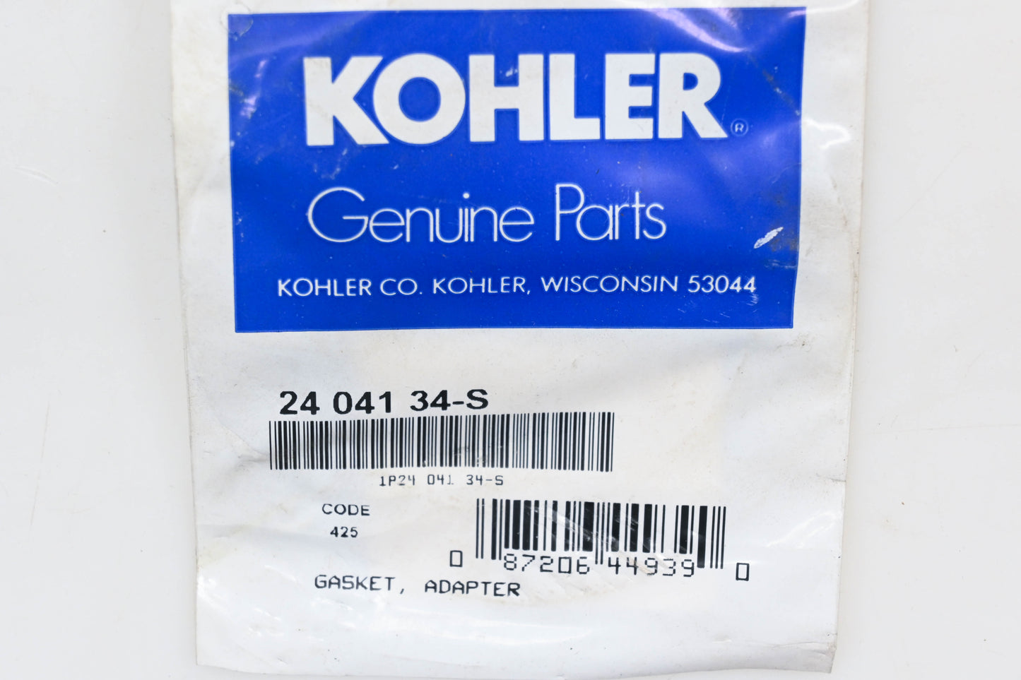 Kohler 24 041 34-S, 2404134-S Adapter Gasket NOS