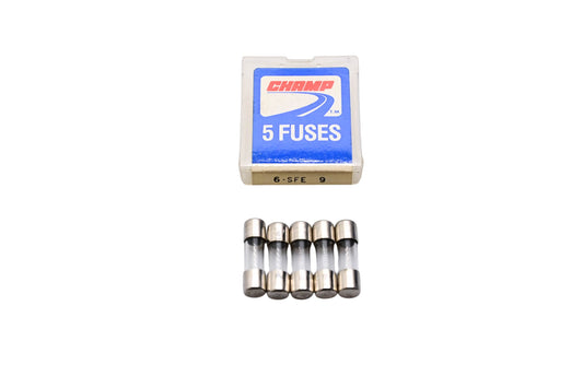 Champ 6-SFE-9 Glass Tube Fuses Qty 5 NOS