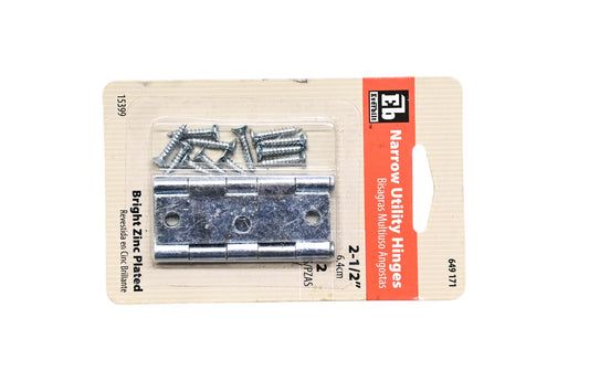 Everbilt 649171, 15399 Bright Zinc Plated Narrow Utility Hinges NOS