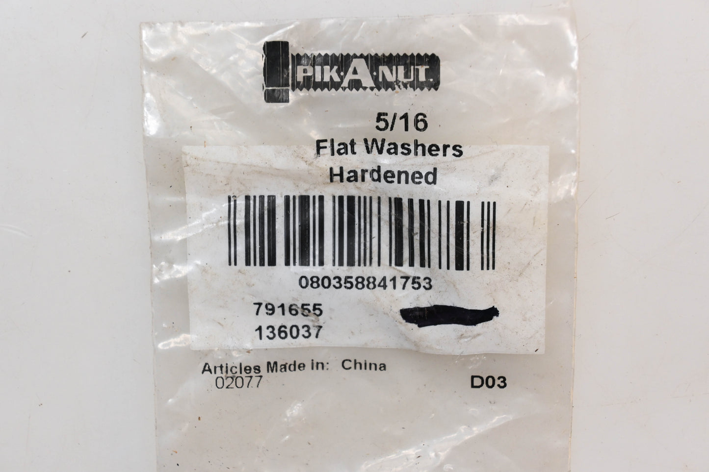 Pik-A-Nut 791655, 136037 5/16" Flat Washer NOS