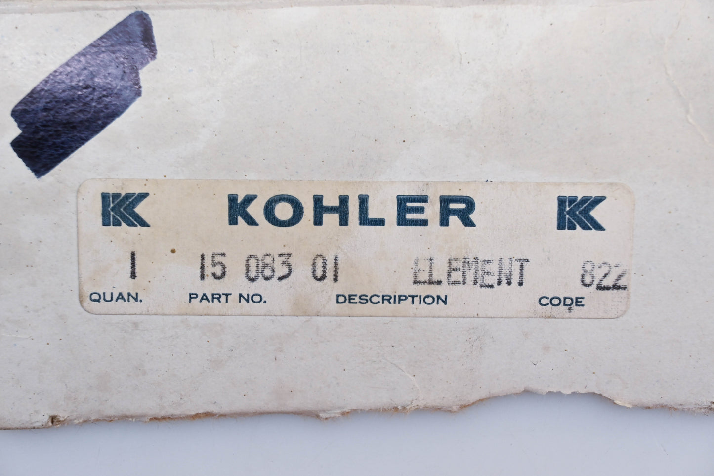 Kohler 15 083 01, 15-083-01 Air Filter Element NOS